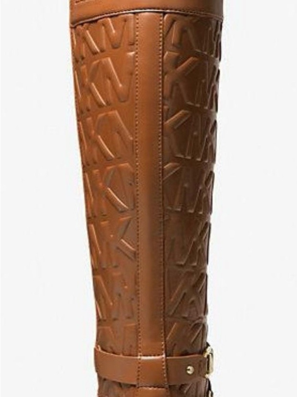 ✅ NEW ✅ Michael Kors Cognac Embossed MK Over-the-Knee Leather Boots - Picture 5 of 5